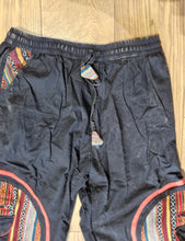 Load image into Gallery viewer, Black Aztec Pocket Loose Fit Mushroom Embroidery Parachute Cargo Bohemian cotton Trousers