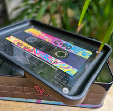 Load image into Gallery viewer, Retro cassette rolling tray stash tin headshop grunge 90s aesthetic