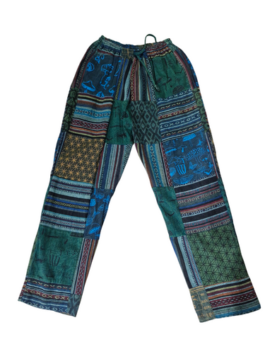 Green gheri stonewash patch cotton trouser