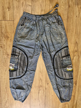 Load image into Gallery viewer, Grey blue Aztec Pocket Loose Fit Mushroom Embroidery Parachute Cargo Bohemian cotton Trousers