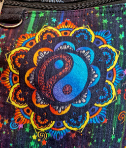 Mandala yingyang black shoulder bag