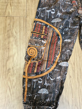 Load image into Gallery viewer, Orange Stonewashed mushroom print cotton trousers unisex hippy festival wear