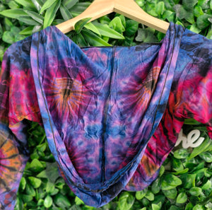 Tie dye long sleeve hooded crop top festival wear hippy alternative clothing