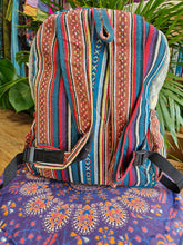 Load image into Gallery viewer, snail on mushroom hemp backpack rucksack hippy bag festival wear alternative 