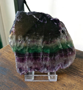 Rainbow fluorite slab