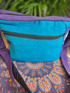 Lotus and mushroom printed with pocket messenger bag