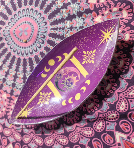Incense holder enamel bowl purple moon and star 90s aesthetic boho moon phase design