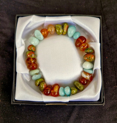 Carnelian unakite amazonite polished tumblestone bracelet crystals