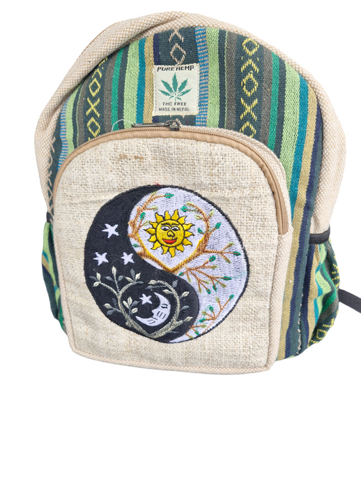 Sun and moon hemp small rucksack.