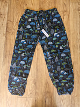 Load image into Gallery viewer, Mushroom moon print hippy trousers festival fashion 100%cotton handprints fairtrade alternative clothing