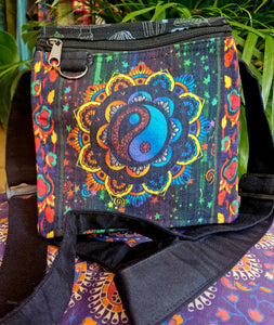 Mandala yingyang black shoulder bag