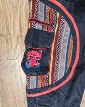 Load image into Gallery viewer, Black Aztec Pocket Loose Fit Mushroom Embroidery Parachute Cargo Bohemian cotton Trousers