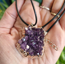 Load image into Gallery viewer, Amethyst cluster pendant ropechain necklace crystals crystal healing natural gemstones