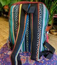 Load image into Gallery viewer, Mushroom tiedye hemp multicoloured hippy backpack rucksack festival fashion alternative fairtrade gift