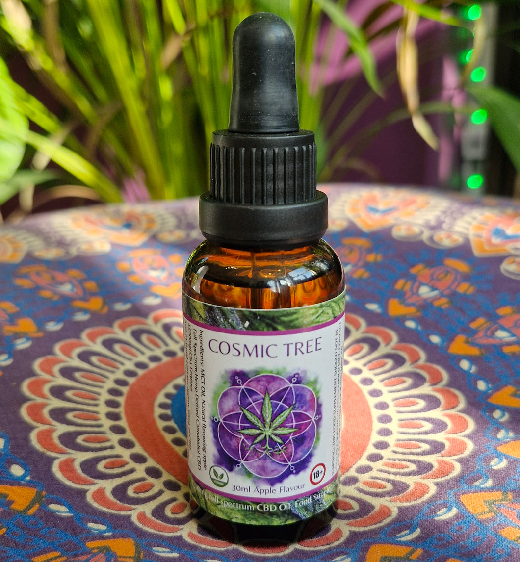Cosmic tree cbd oil broad spectrum Cherry mint apple vegan anxiety pain relief 100% natural 0%thc food supplement