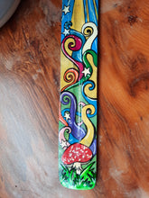 Load image into Gallery viewer, Rainbow mushroom handpainted  wooden incense holder with satya incense