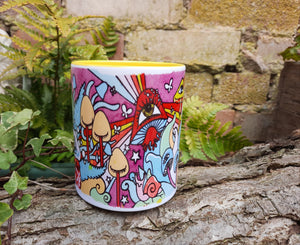 Psychedelic trippy mushroom mug, hippy mug, magic mushroom mug,forager gift,pretty toadstools gift mug, gift for garden lovers
