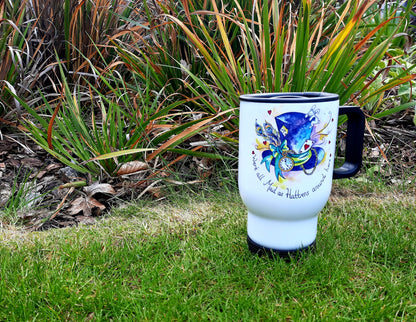 Alice in wonderland travel mug, alternative alice mug, mad hatters tea party