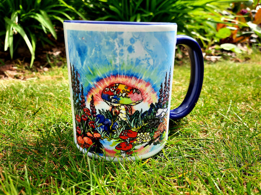 Rainbow Mushroom art mug