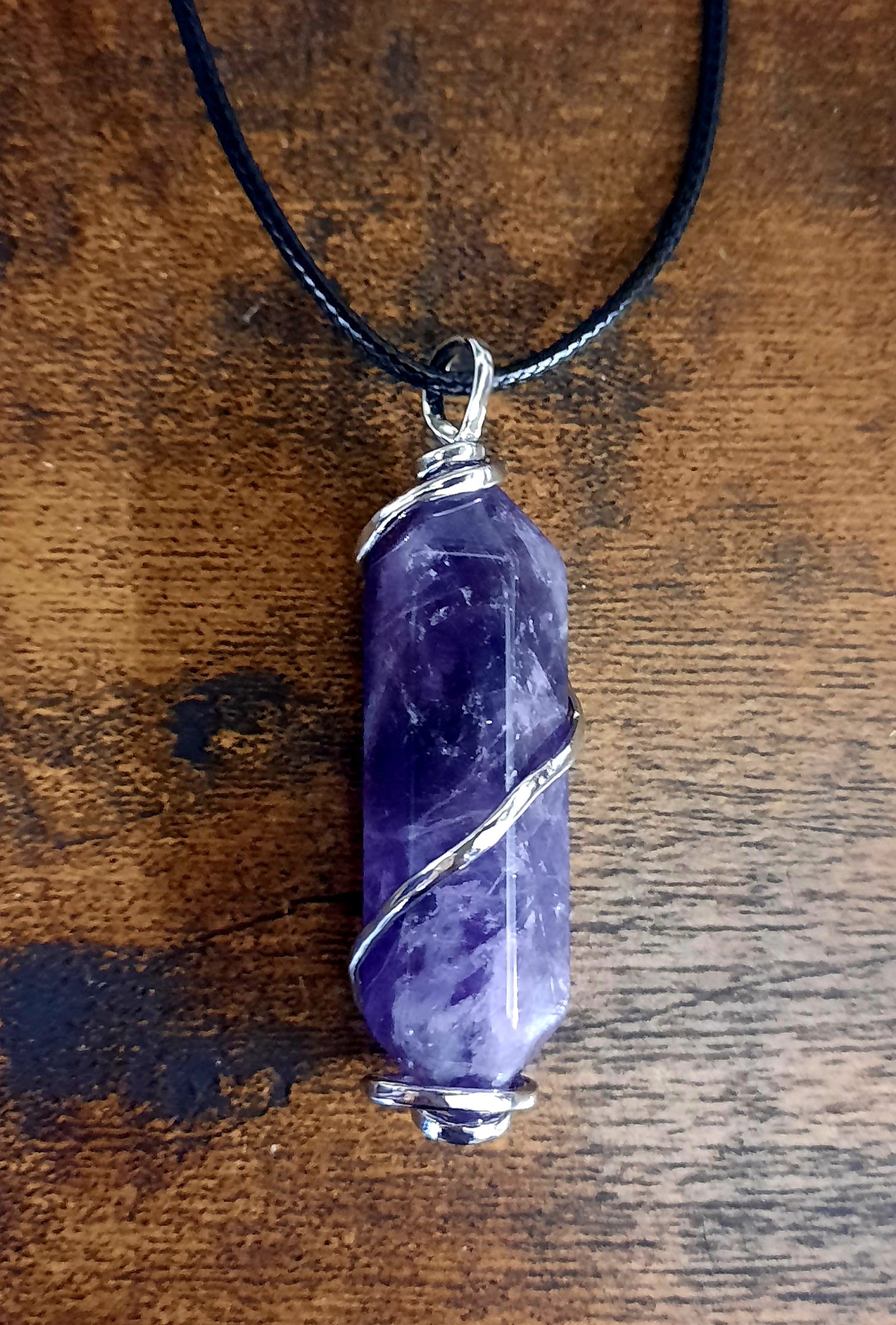 Amethyst wand necklace