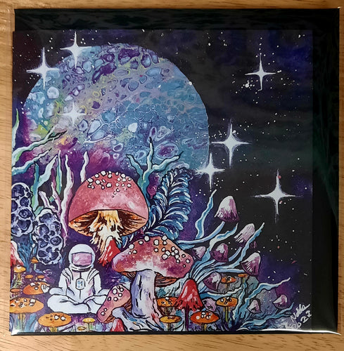 Mushroom art, mushroom gift, fantasy mushroom art,funky house decor, weird core bedroom,diy mushroom art, now processing, psycedelic mushroom art  , kelly noble illustration