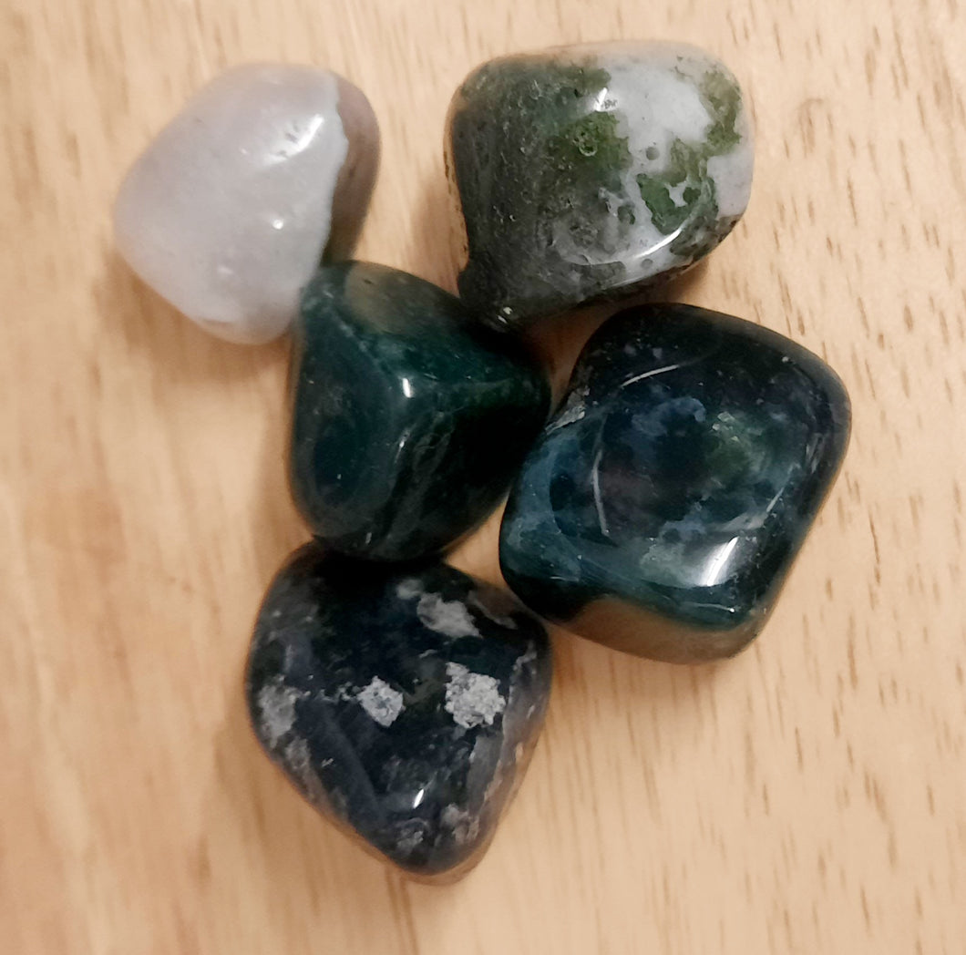 Moss agate tumblestones polished crystals