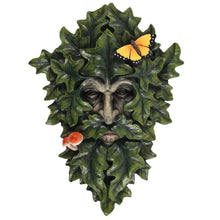 Load image into Gallery viewer, Leafly green man wall plaque. Pagan gift. Yule gift