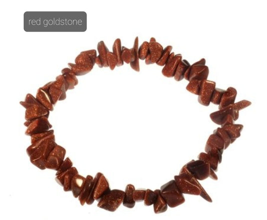 red goldstone gemstone chip bracelet