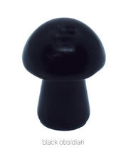 Load image into Gallery viewer, Black obsidian gemstone mushroom carving
