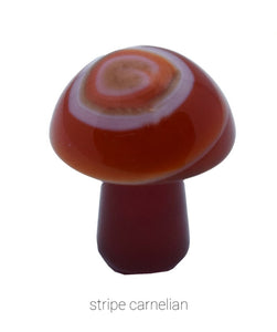 Stripe carnelian gemstone mushroom carving