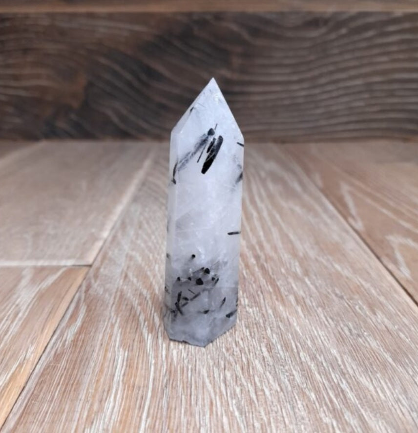 Tourmalinated quartz generaror point crystal tower