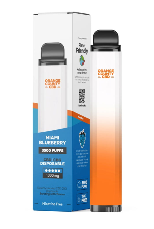 Miami Blueberry 3500 Puff - CBD/CBG (1000mg)
 Disposable cbd vape orange county
