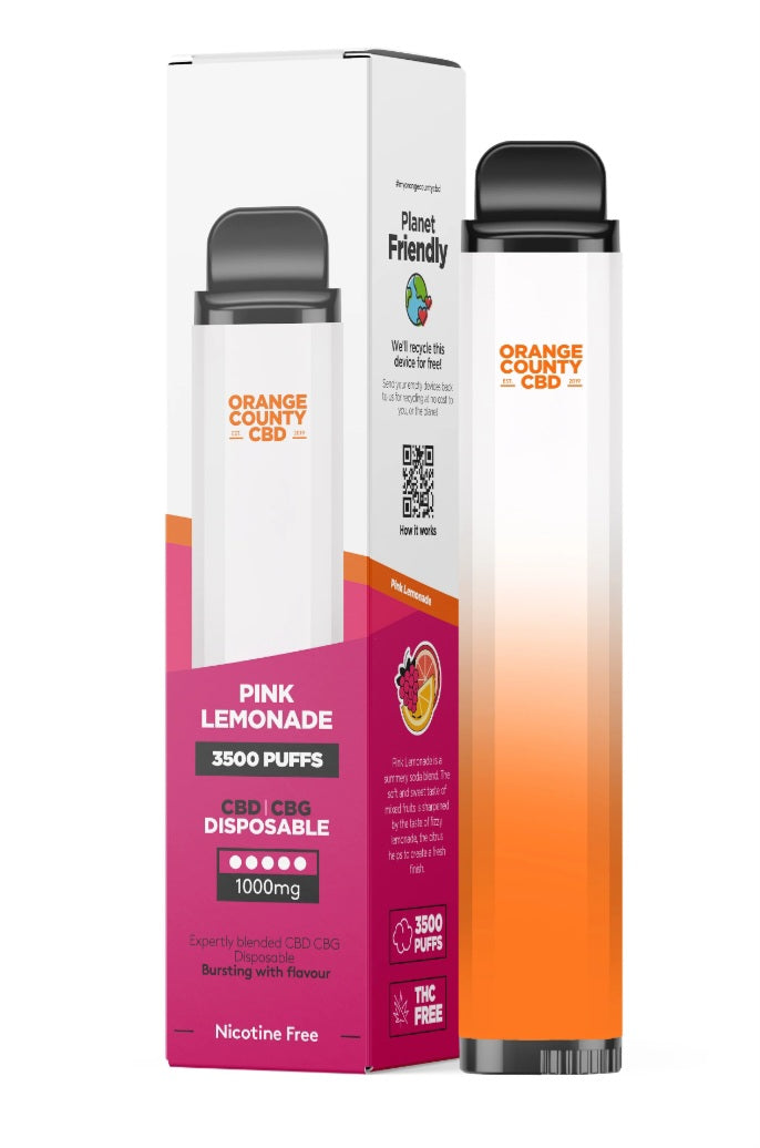 Pink lemonade 3500mg puff cbd / cbg 100mg disposable cbd vape by orange county