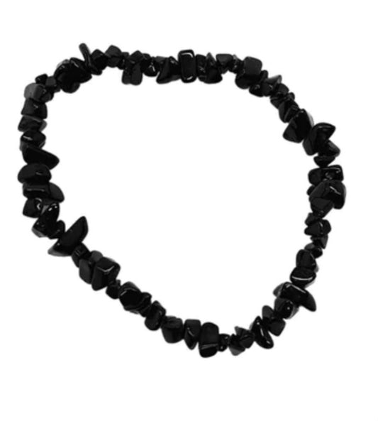 black obsidian gemchip crystal bracelet jewellery