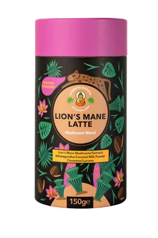 Lions mane latte mushroom extract superfood cheerful buddha