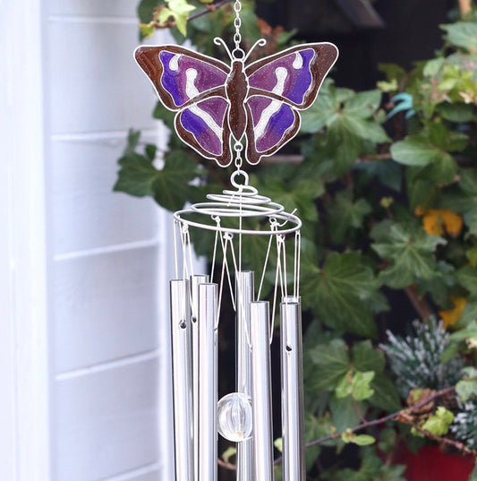 Purple emperor butterfly wind chime