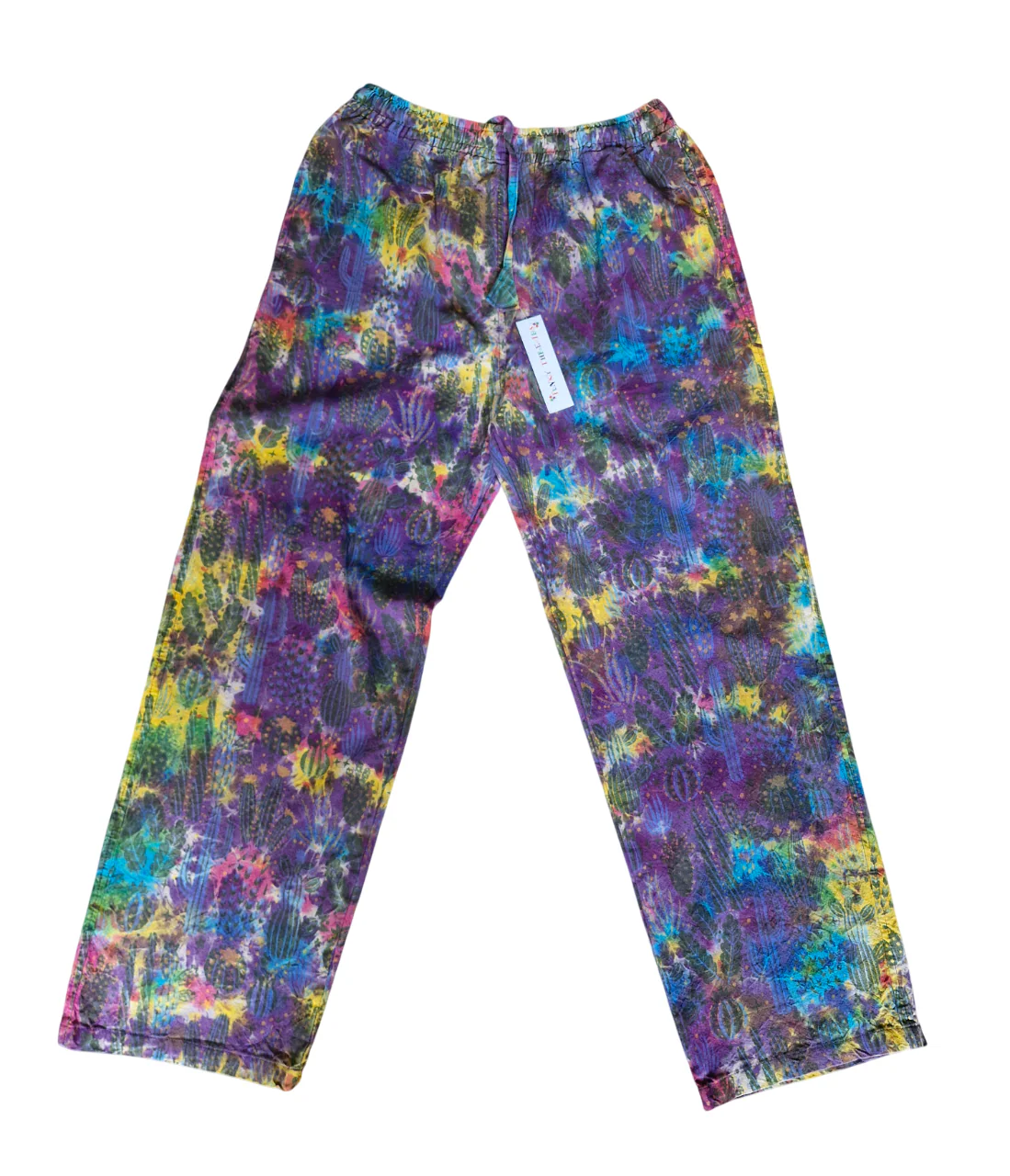 Cactus print heavyweight cotton straight leg trousers purple colour Cactus print heavyweight cotton straight leg trousers purple colour