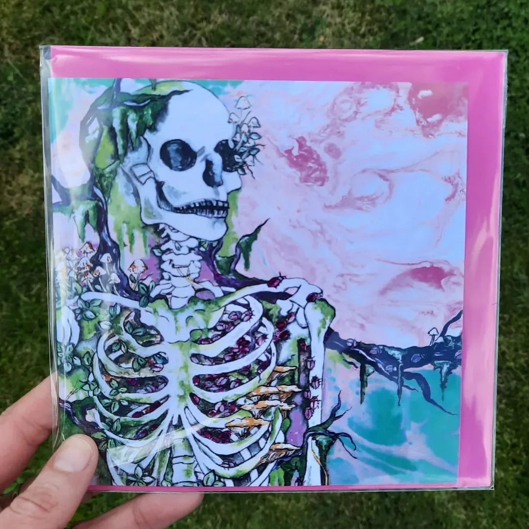 Mushroom skeleton art card
