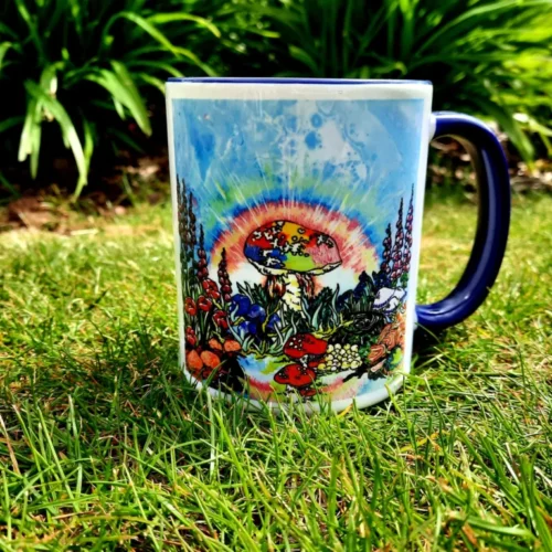 Rainbow Mushroom art mug