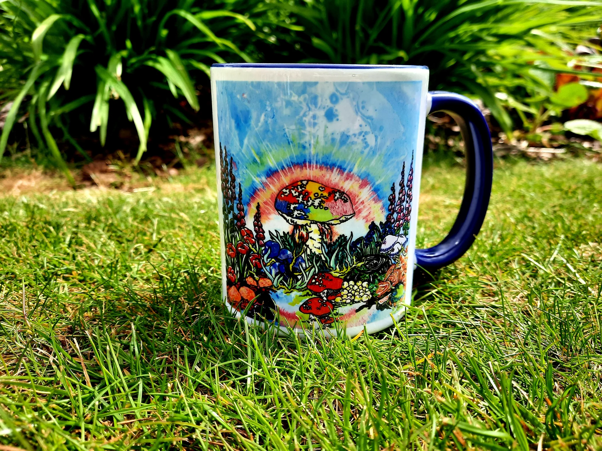 Rainbow Mushroom art mug