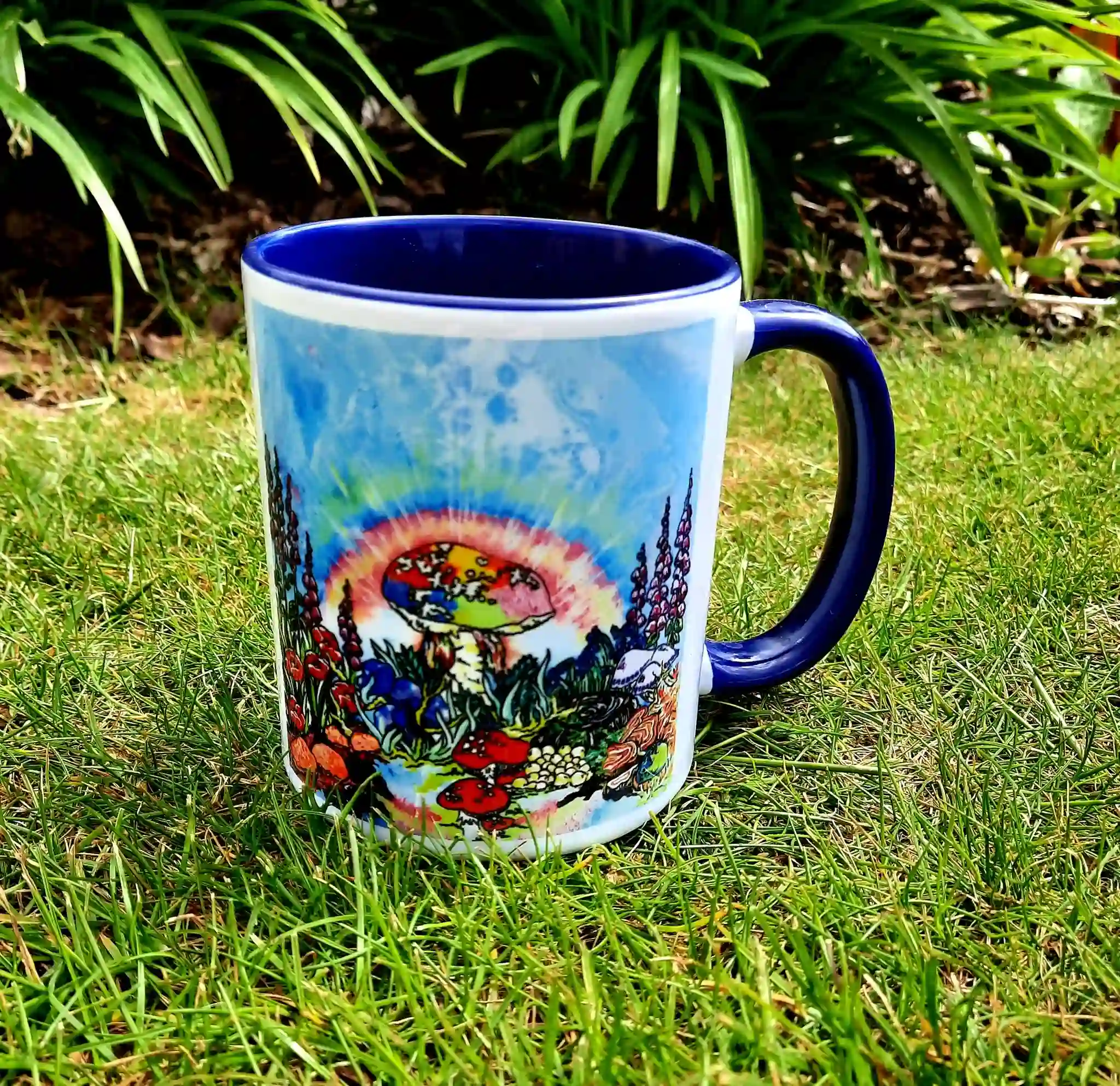 Rainbow Mushroom art mug