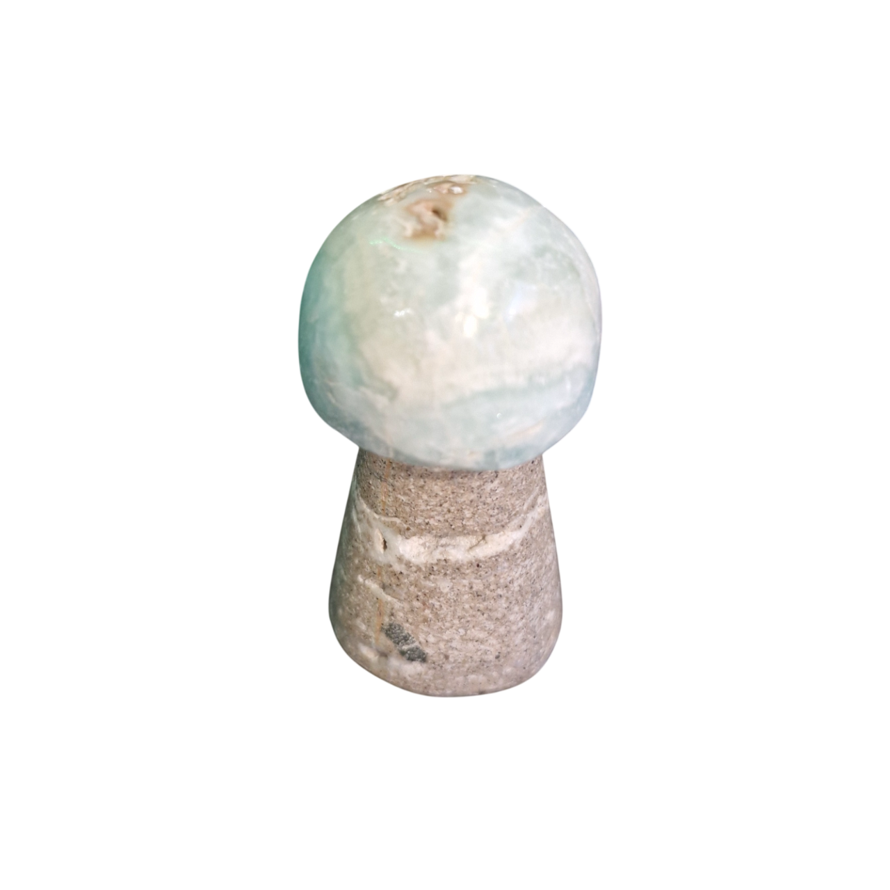 Blue Lemurian Calcite Mushroom Carving