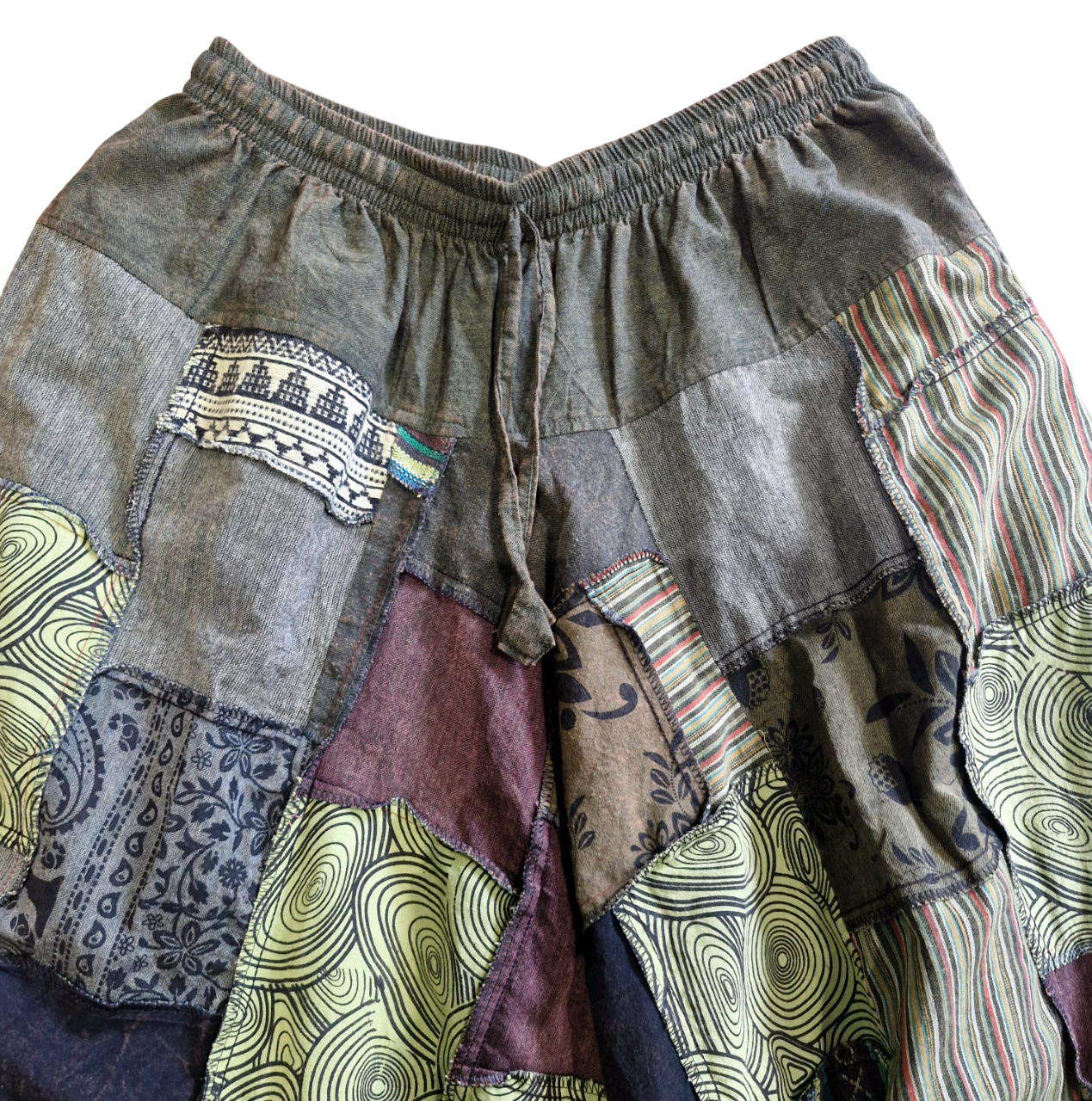 Green Patchwork Harem Trousers