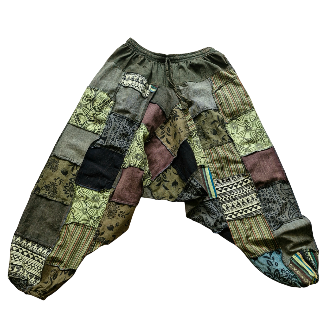 Green Patchwork Harem Trousers Green Patchwork Harem Trousers