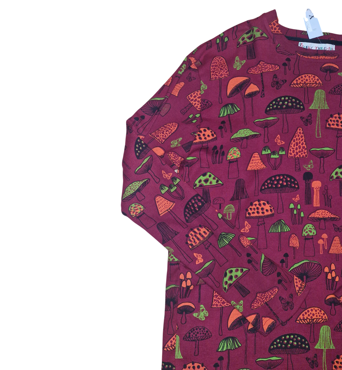 Red Long Sleeve Mushroom Print Tshirt