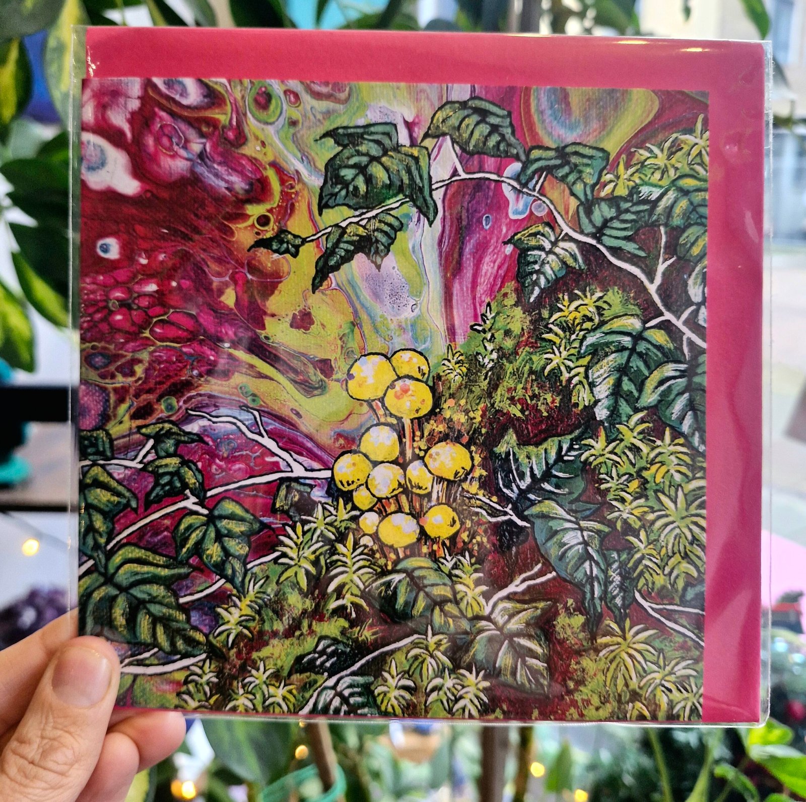 mushrooms greetings care mushroom core art kelly noble illustration psychedelic hippy