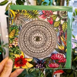 tropical eye mandala hippy psychedelic greetings card kelly noble illutration trippy art