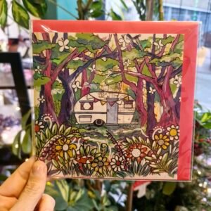 retro hippie caravan greetings card kelly noble illustration vintage art