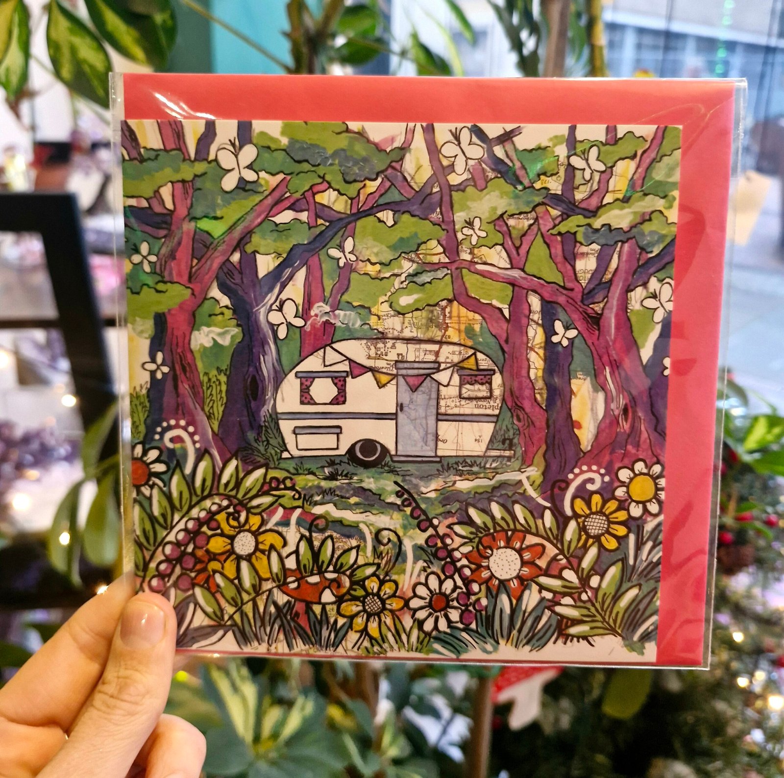 retro hippie caravan greetings card kelly noble illustration vintage art