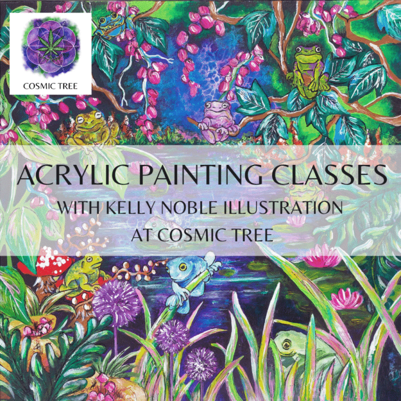 kelly noble illustration painting classes at cosmic tree acrylics workshops art therapy